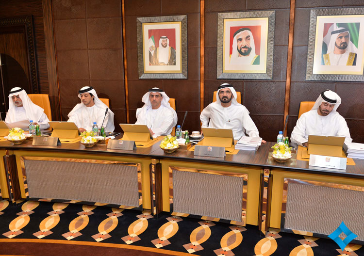 Sheikh Mohammed bin Rashid Al Maktoum chairs a Cabinet meeting on Monday. (Picture courtesy DGMO)