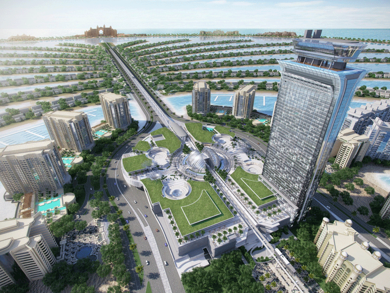 An artist's impression of The Palm Tower and Nakheel Mall.