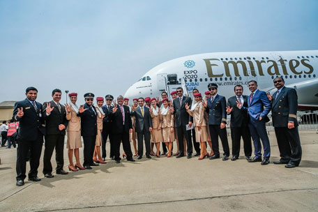 Emirates’ A380 was last in India on 12th March at the Indian Airshow in Hyderabad (Supplied)