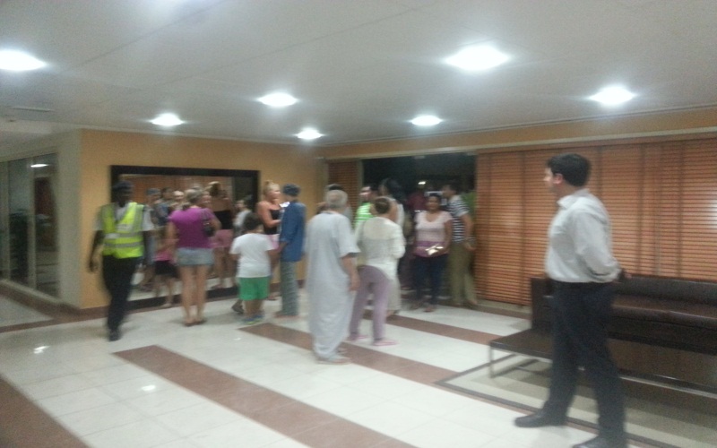 Residents evacuate fire-affected building