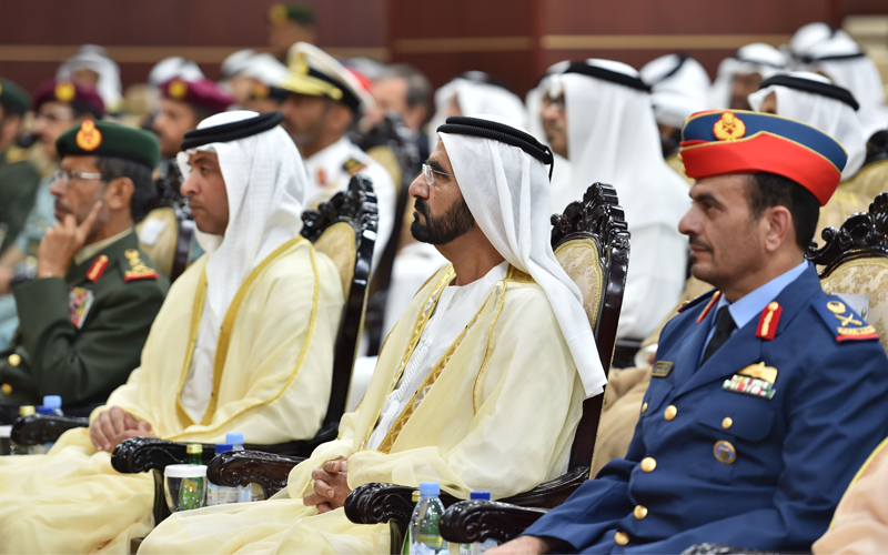 Sheikh Mohammed bin Rashid at the graduation ceremony at National Defence College on Thursday. (Wam)
