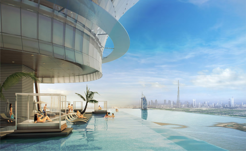 An artist's impression of the Palm Tower's rooftop infinity pool.