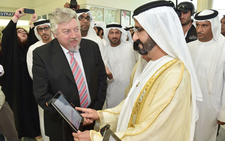 Sheikh Mohammed bin Rashid Al Maktoum at the graduation ceremony of students of the Higher Colleges of Technology in Dubai on Wednesday. (Wam)