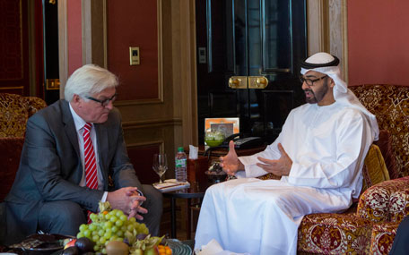 General Sheikh Mohamed bin Zayed Al Nahyan meets with Dr Frank-Walter Steinmeier Minister of Foreign Affairs for Germany in Berlin. (Wam)