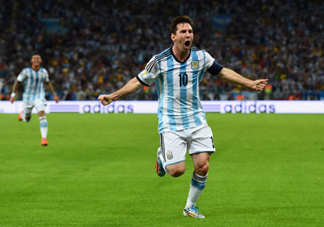 Lionel Messi of Argentina reacts after scoring his team's second goal during the 2014 FIFA World Cup Brazil Group F match between Argentina and Bosnia-Herzegovina at Maracana on June 15, 2014 in Rio de Janeiro, Brazil. (GETTY)