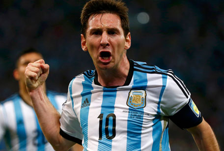 Argentina's Lionel Messi celebrates scoring a goal during the 2014 World Cup Group F soccer match against Bosnia and Herzegovina at the Maracana stadium in Rio de Janeiro June 15, 2014. (REUTERS)
