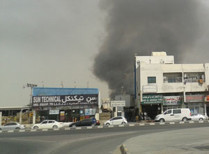 The fire began in a wooden furniture warehouse and factory in Sharjah Industrial Area 10. (VM Sathish)