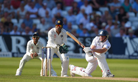 England batsman Gary Ballance sweeps a ball to pick up some runs during day two of the 1st Investec Test Match between England and India at Trent Bridge on July 10, 2014 in Nottingham, England. (GETTY)