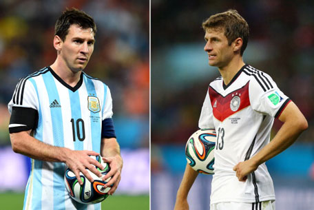 In this composite image a comparison has been made between Lionel Messi of Argentina and Thomas Mueller of Germany. (GETTY)