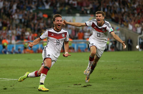 Mario Gotze of Germany celebrates after scoring during the 2014 World Cup final match between Germany and Argentina at The Maracana Stadium on July 13, 2014 in Rio de Janeiro, Brazil. (GETTY)