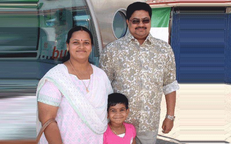 UAE businessman and filmmaker Santhosh Kumar with his family. (Supplied)