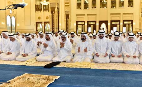 His Highness Sheikh Mohammed bin Rashid Al Maktoum, Vice-President and Prime Minister of the UAE and Ruler of Dubai this morning performed Eid Al Fitr prayer. (WAM)