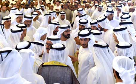 His Highness Sheikh Mohammed bin Rashid Al Maktoum, Vice-President and Prime Minister of the UAE and Ruler of Dubai, received Eid Al Fitr well-wishers at Zabeel Palace. (WAM)