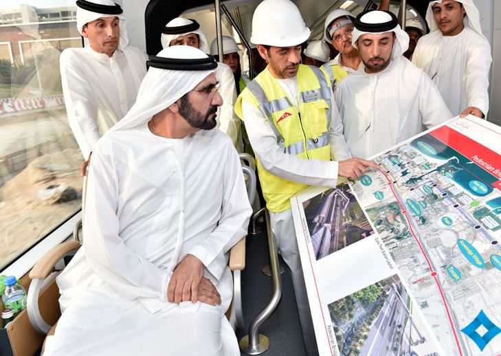 During the trial operation in Al Sufouh area, Sheikh Mohammed bin Rashid was accompanied by Sheikh Hamdan bin Mohammed bin Rashid Al Maktoum, Crown Prince of Dubai and Sheikh Maktoum bin Mohammed bin Rashid Al Maktoum, Deputy Ruler of Dubai. (Supplied)