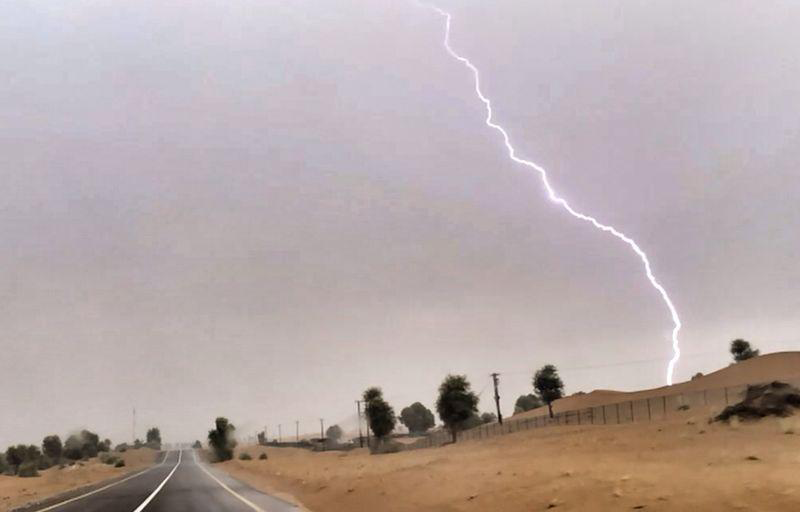 Lightning in Al Ain on Sunday. Pic: Muna Ahmad