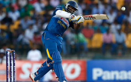 Sri Lanka's Thisara Perera plays a shot during their second ODI (One Day International) cricket match against Pakistan in Hambantota August 26, 2014. REUTERS