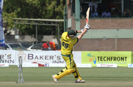 Australian batsman Steve Smith is bowled out for 31runs during the cricket One Day International match against South Africa in Harare Zimbabwe Wednesday, Aug. 27, 2014. The two teams are in Zimbabwe for a triangular  ODI series with Zimbabwe (AP)