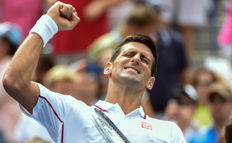 Novak Djokovic (SRB) reacts after defeating Sam Querrey (USA) on day six of the 2014 U.S. Open tennis tournament at USTA Billie Jean King National Tennis Center. (AFP/ Robert Deutsch-USA TODAY Sports)