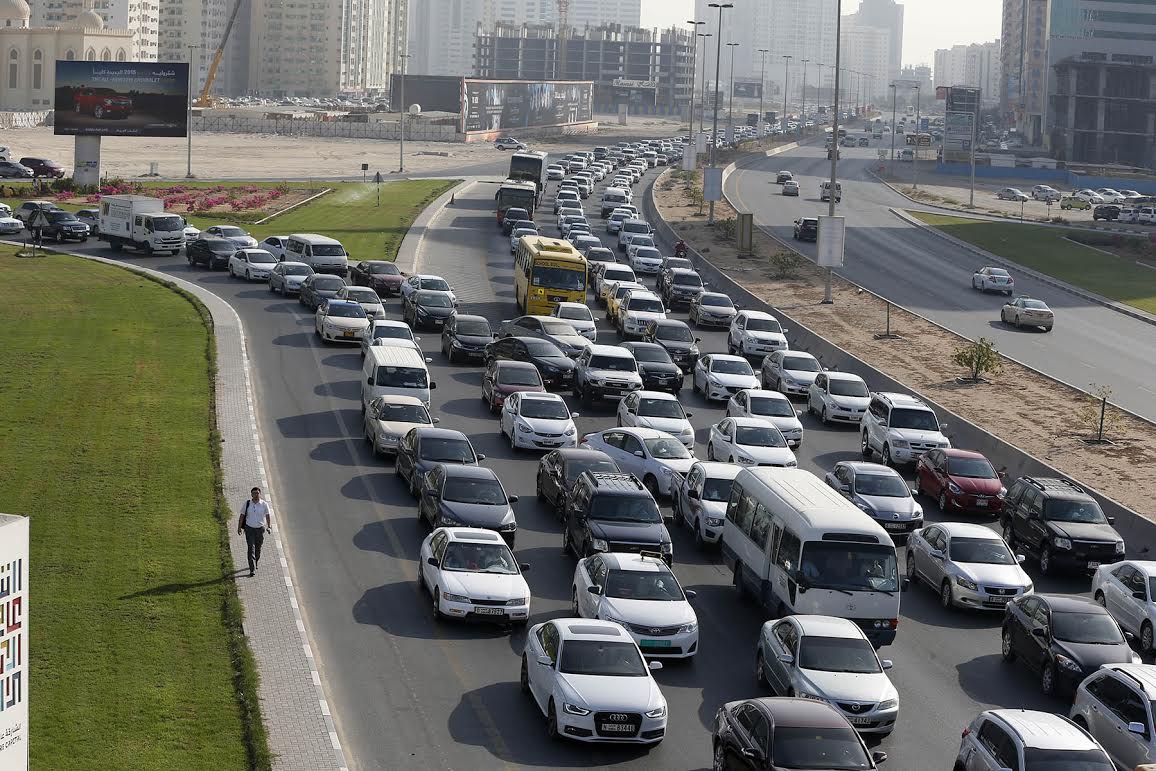 Traffic this morning exiting Sharjah. (Pics: Ashok Verma)