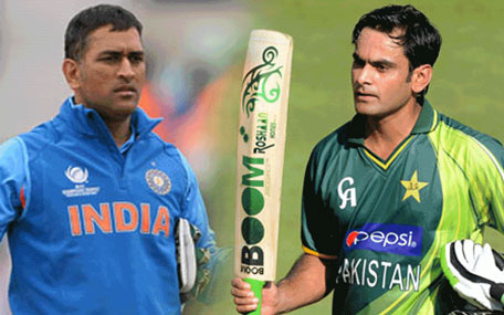 INDO-PAK CLASH: Chennai Super Kings captain MS Dhoni (left) and Lahore Lions skipper Muhammad Hafeez will lock horns in a key group match of the Champions League T20 tournament. (AGENCIES)