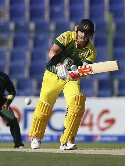 David Warner of Australia bats during the third match of the one day international series between Australia and Pakistan at Sheikh Zayed Stadium on October 12, 2014 in Abu Dhabi, UAE. (GETTY)