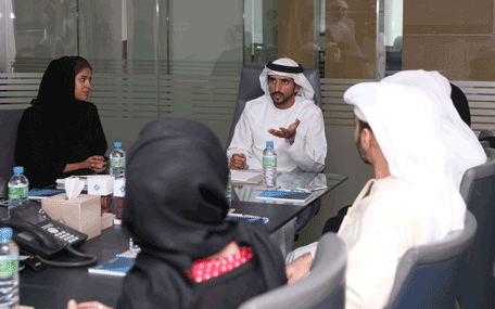 Sheikh Hamdan bin Mohammed bin Rashid Al Maktoum visiting Government of Dubai Media Office's headquarters on Tuesday. (Wam)