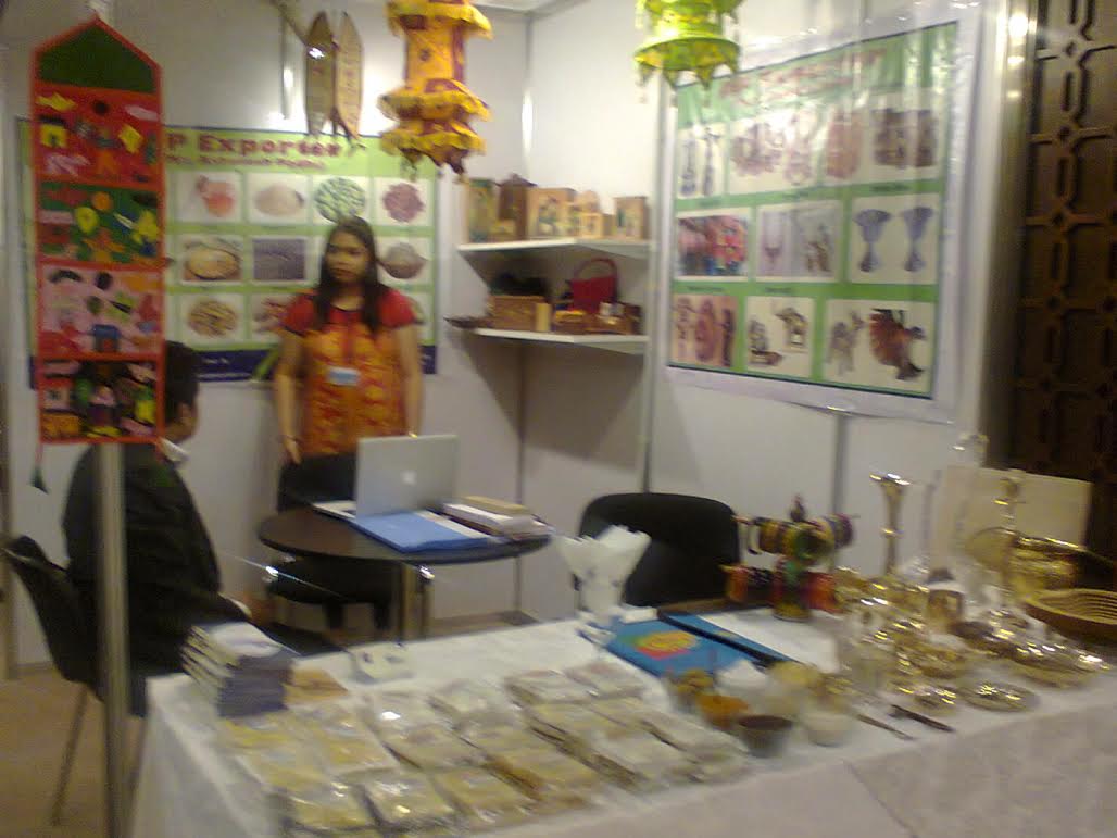 Indian traders displays their products.