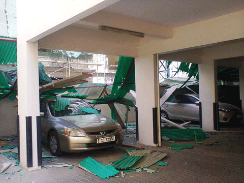 The scaffolding collapse in Al Qusais killed one and injured four. (Pic: VM Sathish)