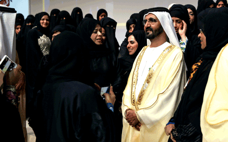 His Highness Sheikh Mohammed bin Rashid Al Maktoum, Vice-President and Prime Minister of the UAE and Ruler of Dubai, at the ceremony to honour about 1,460 employees workin in the Federal Government, in Abu Dhabi on Wednesday. (Wam)