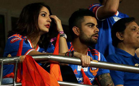 Anushka Sharma and Virat Kohli were spotted watching the FC Pune City vs FC Goa match. (Photo: Twitter)