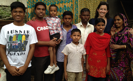 Milon and Caroline, with his family in Bangaldesh (Supplied)