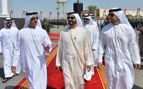 Sheikh Mohammed bin Rashid Al Maktoum at Zayed Military City in Abu Dhabi on Monday.(Wam)