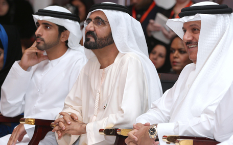 Sheikh Mohammed bin Rashid Al Maktoum at the Fourth Arab Women Leadership Forum in Dubai on Tuesday. (Wam)