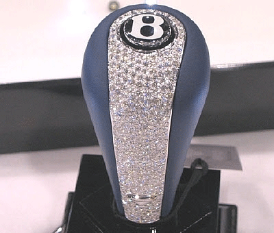 The Bentley Continental GT knob is finished in white gold and 30 carats of diamonds for $165,000/Dh606,048. (Supplied)