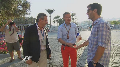 Formula1.com ‏@F1: 22 Grand Prix wins and two WRC titles: Sainz, Coulthard and Webber in the paddock #Qualifying #AbuDhabiGP #F1