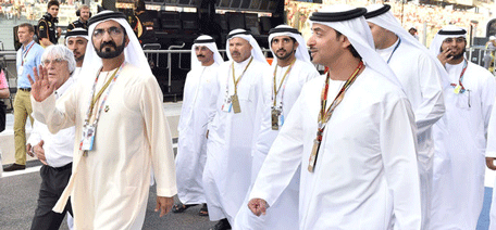 Sheikh Mohammed bin Rashid Al Maktoum at the F1 race in Abu Dhabi. (Supplied)