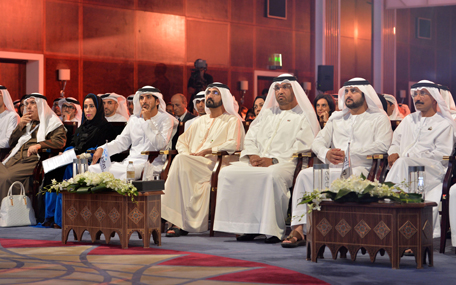 Sheikh Mohammed bin Rashid Al Maktoum met an elite of Emirati and Arab journalists participating in the second edition of the UAE Media Forum, in Dubai on Wednesday. (Wam)