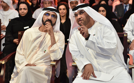 Sheikh Mohammed bin Rashid Al Maktoum met an elite of Emirati and Arab journalists participating in the second edition of the UAE Media Forum, in Dubai on Wednesday. (Wam)