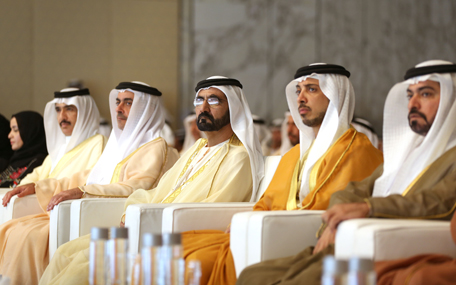 Sheikh Mohammed bin Rashid honoured UAE's 43 pioneers to mark the country's 43rd National Day, in Abu Dhabi on Monday. (Wam)