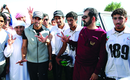 Sheikh Mohammed attends the National Day Cup 120km endurance race at Emirates International Endurance Village in Al Wathba in Abu Dhabi. Also in attendance is Sheikh Hamdan bin Mohammed bin Rashid Al Maktoum. (Al Bayan)
