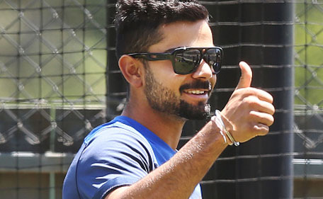 Virat Kohli gestures in the nets during an India Training Session at Adelaide Oval on December 8, 2014 in Adelaide, Australia. (Getty)
