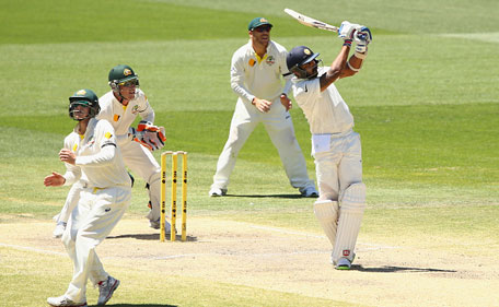 Murali Vijay of India bats during day five of the First Test match between Australia and India at Adelaide Oval on December 13, 2014 in Adelaide, Australia. (Getty)