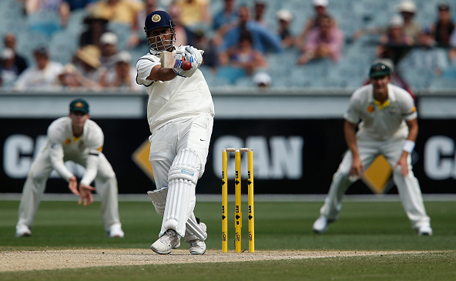 MS Dhoni of India plays a pull shot during day three of the Third Test between Australia and India at Melbourne Cricket Ground on December 28, 2014 in Melbourne, Australia. (Getty)