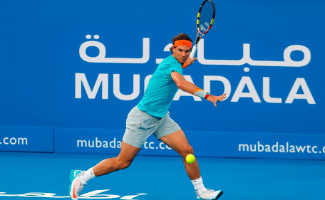 Rafael Nadal on his way to win the third place play-off at the Mubadala World Tennis Chamipionship in Abu Dhabi on Saturday. (Supplied)