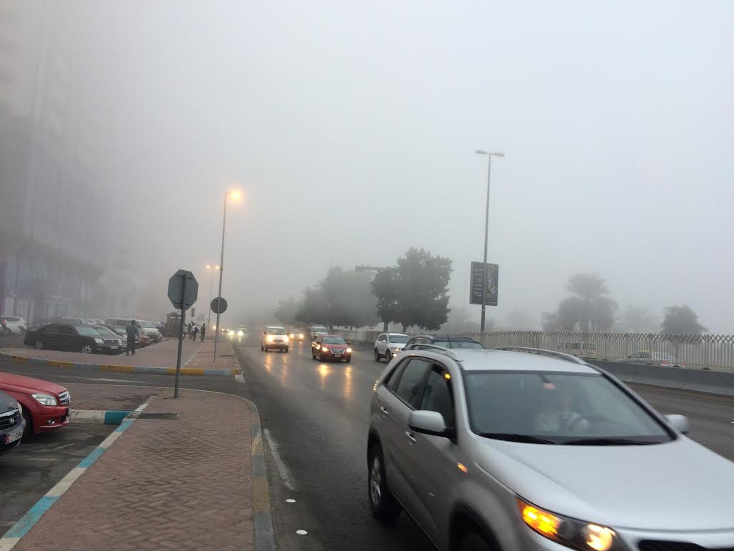 Fog near Abu Dhabi Airport Road. Image courtesy Emirates 24|7 Reader John Rajan Poulose