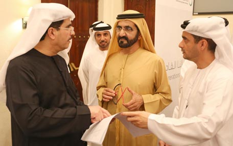 Sheikh Mohammed attends a brainstorming session organised by Dubai Electricity and Water Authority on Thursday (Wam)
