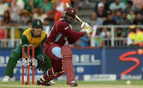 Chris Gayle of West Indies about to hit a six during the 2nd KFC T20 International match between South Africa and West Indies at Bidvest Wanderers Stadium on January 11, 2015 in Cape Town, South Africa. (Getty)