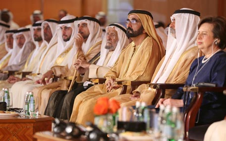 Sheikh Mohammed bin Rashid at the ceremony to honour winners of the 2nd Islamic Economy Award in Dubai on Wednesday. (Wam)
