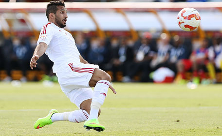 Ali Ahmed Mabkhout of the United Arab Emirates in action during the 2015 Asian Cup match between Bahrain and the UAE at Canberra Stadium on January 15, 2015 in Canberra, Australia. (Getty)