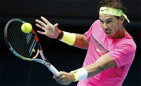 Rafael Nadal of Spain hits a return to Kevin Anderson of South Africa during their men's singles fourth round match at the Australian Open 2015 tennis tournament in Melbourne January 25, 2015. (Reuters)